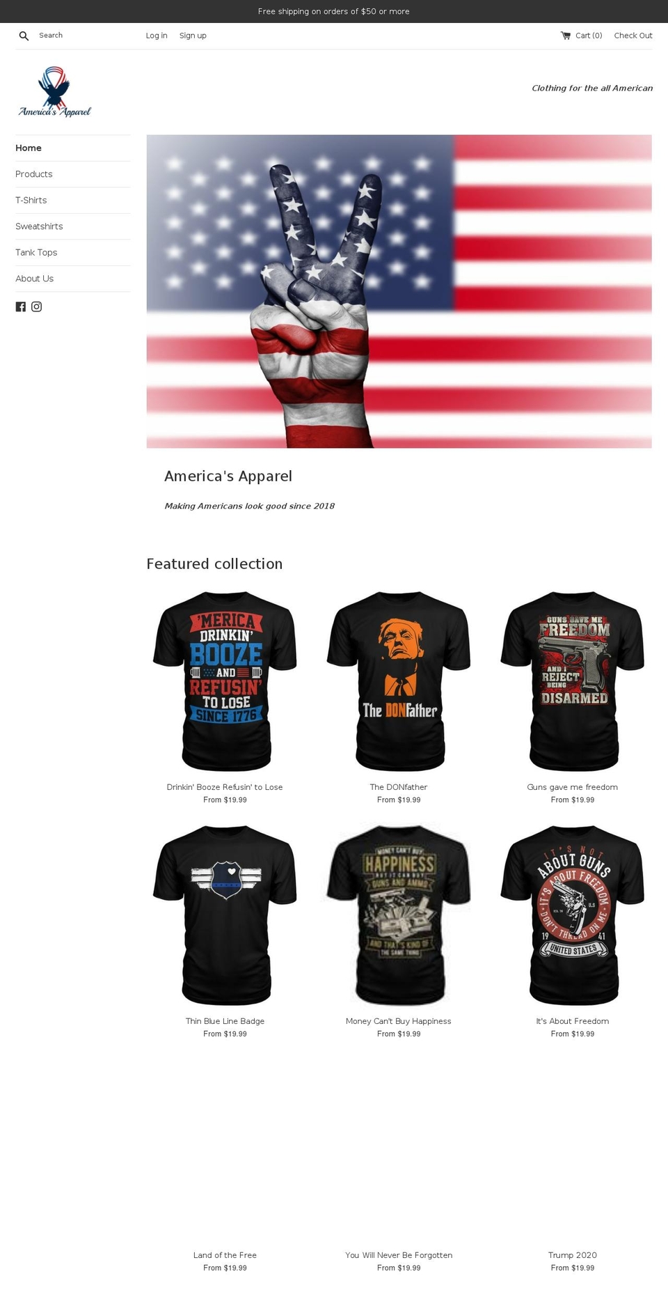 americasapparel.com — Shopify storefront screenshot
