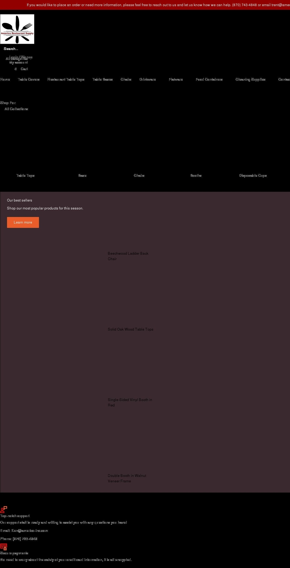 americorestaurantsupply.com shopify website screenshot