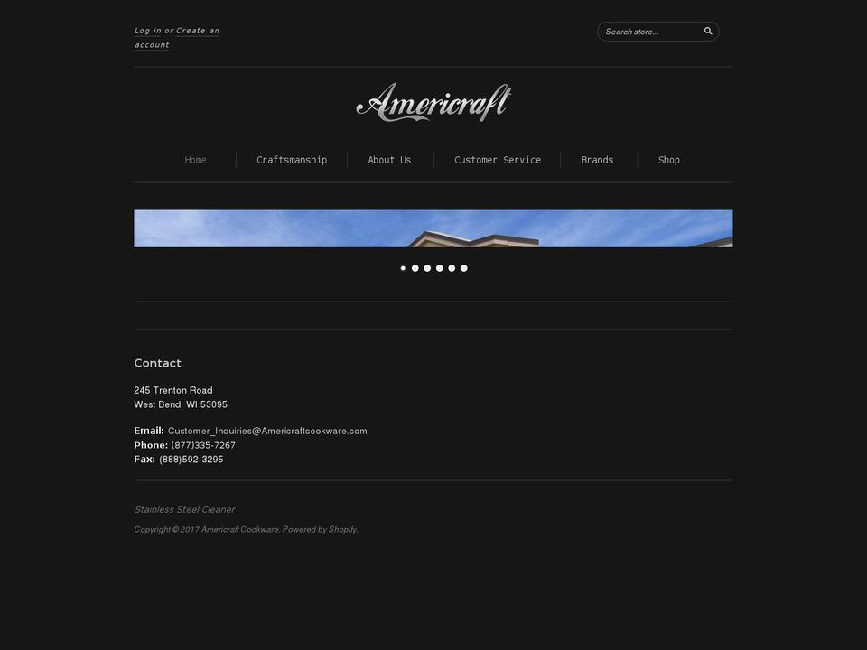 americraftcookware.com shopify website screenshot