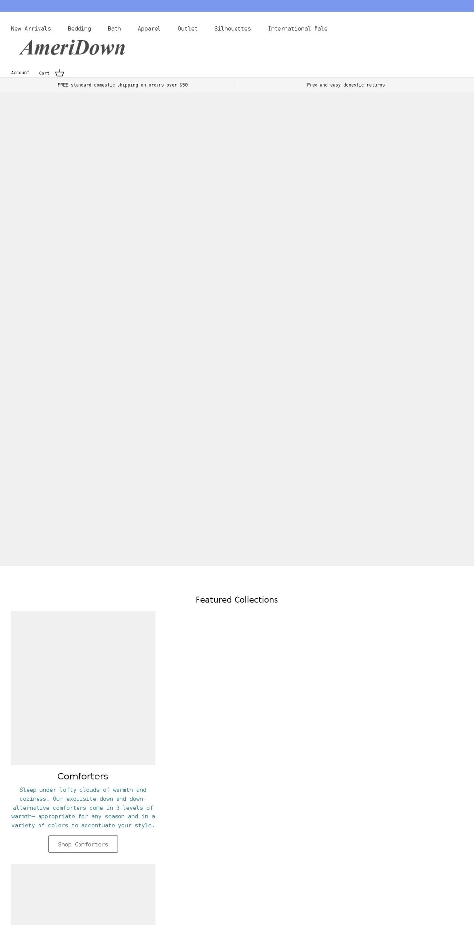 ameridown.com shopify website screenshot
