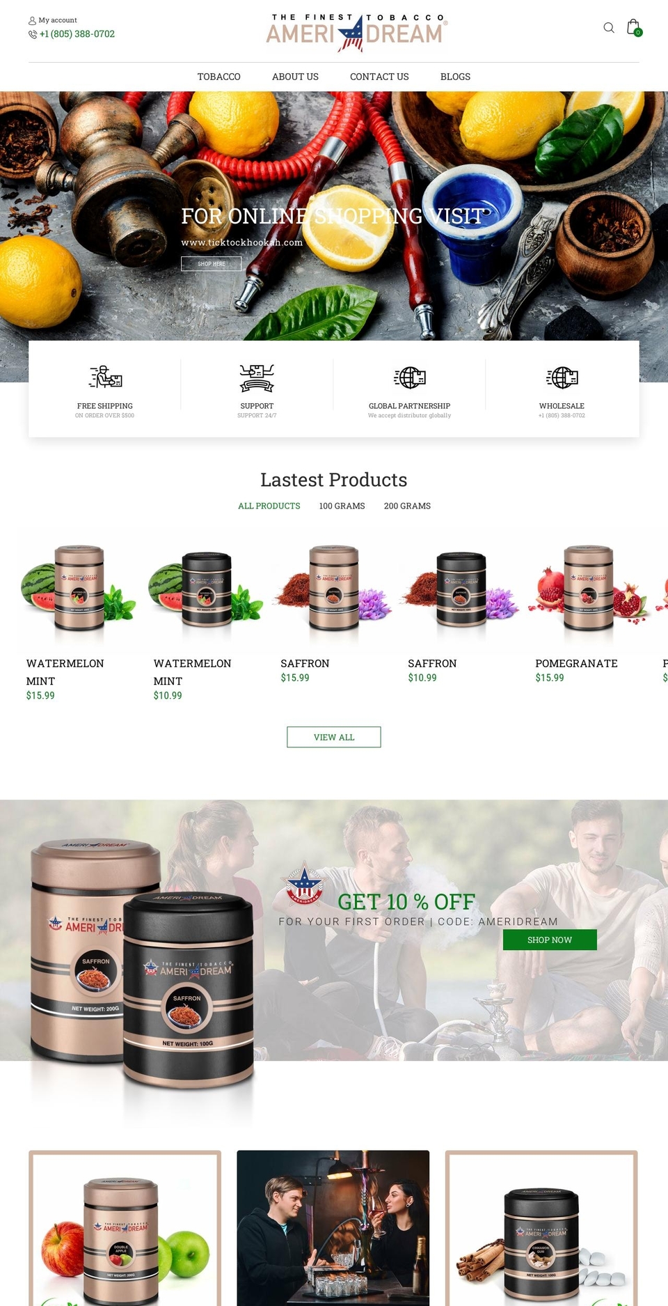 freshfood-home Shopify theme site example ameridreamhookah.com