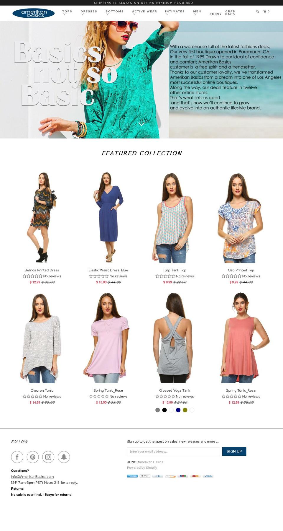 amerikanbasics.com shopify website screenshot
