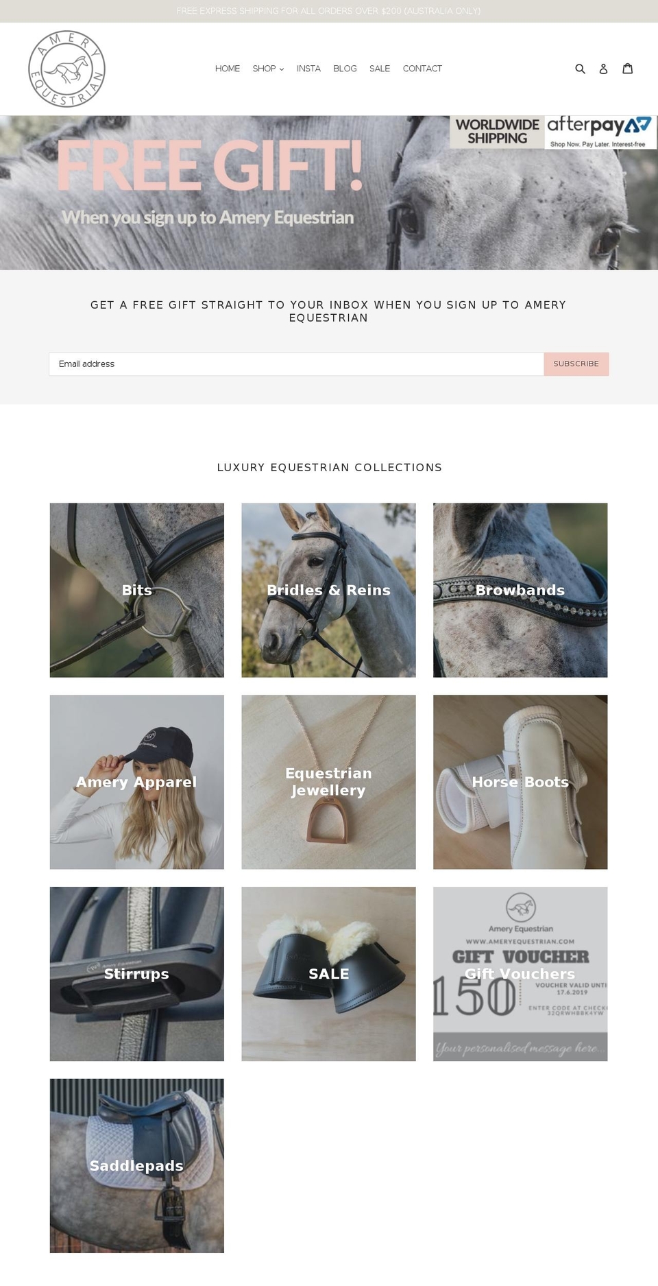 ameryequestrian.com shopify website screenshot