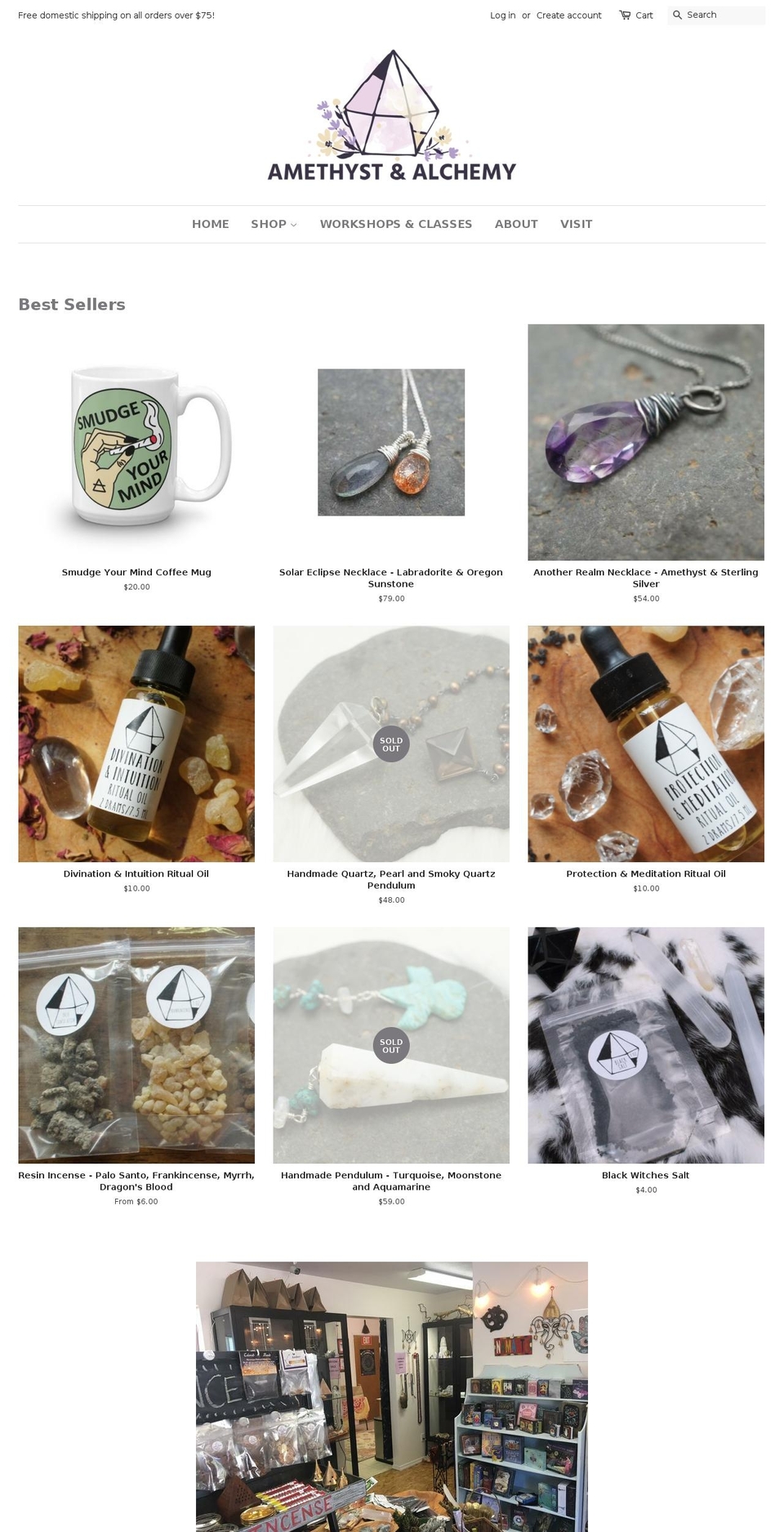 amethystandalchemy.com — Shopify storefront screenshot