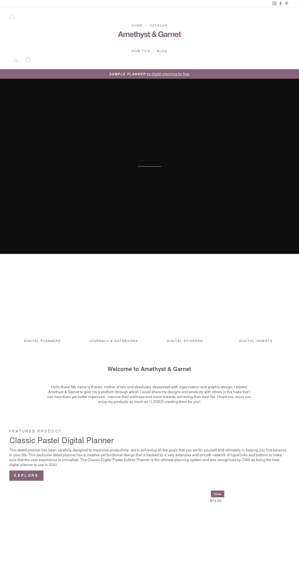 amethystandgarnet.com shopify website screenshot