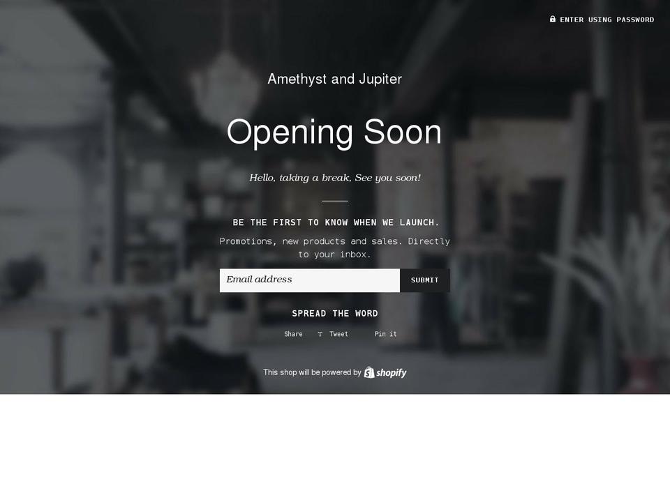 amethystandjupiter.com shopify website screenshot