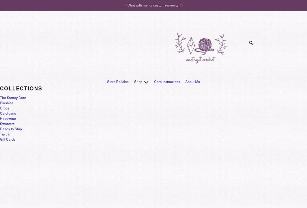 amethystcrochet.com shopify website screenshot