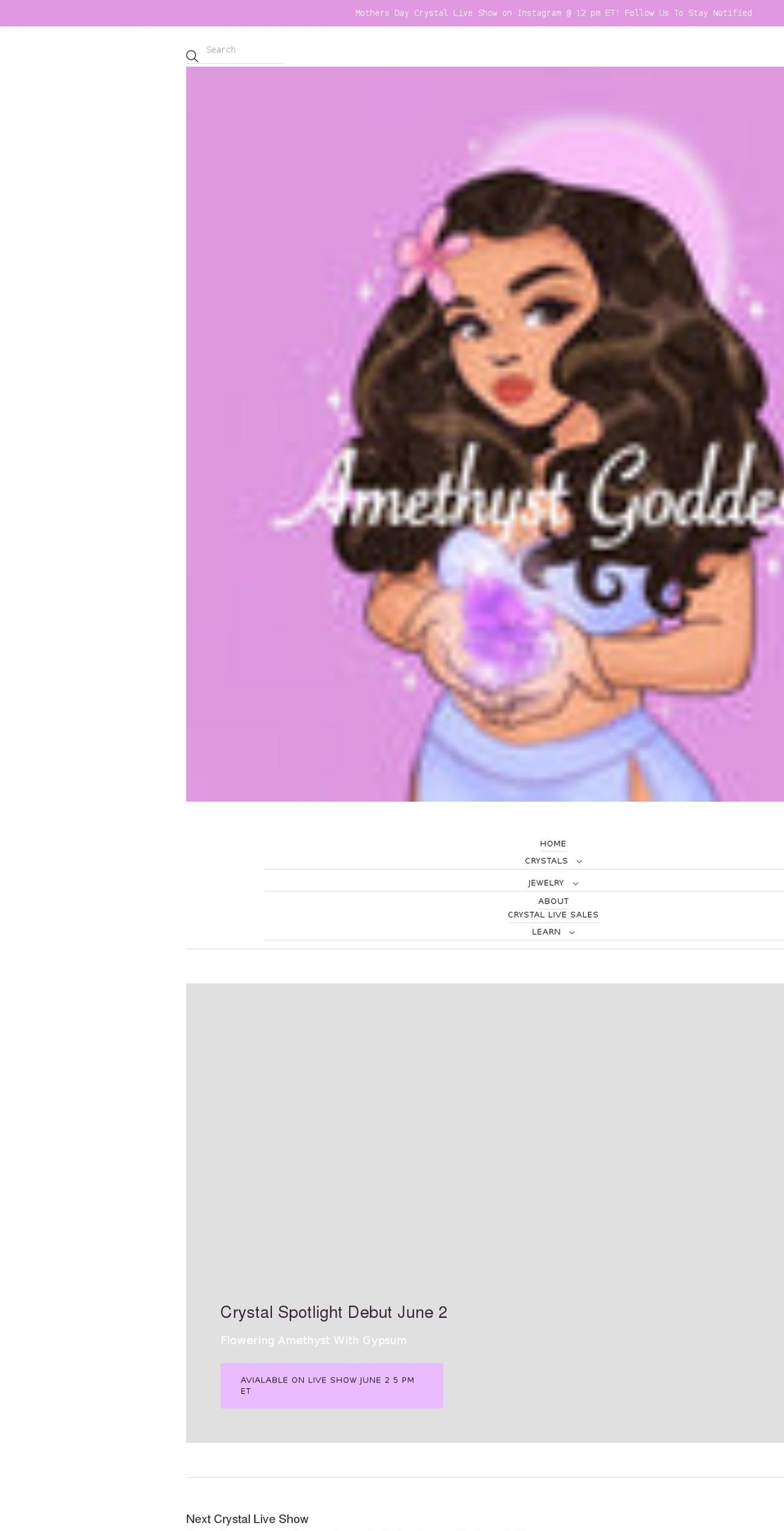 amethystgoddess.com shopify website screenshot
