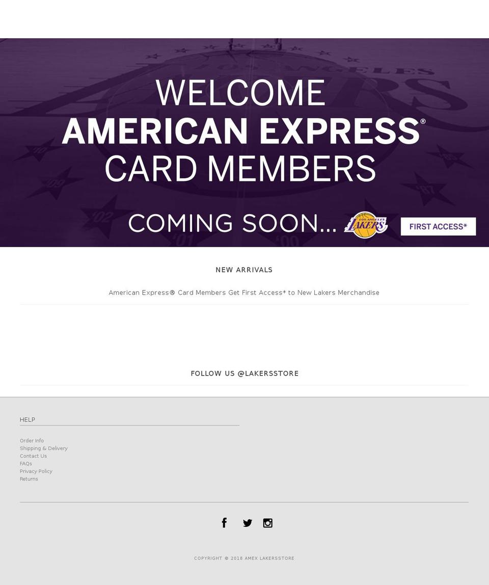 amex-lakersstore.com — Shopify storefront screenshot