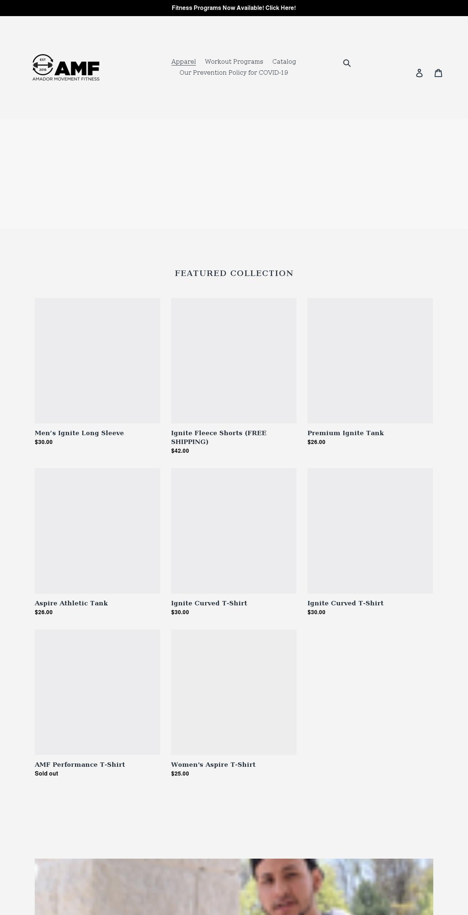 amfignitefitness.com shopify website screenshot