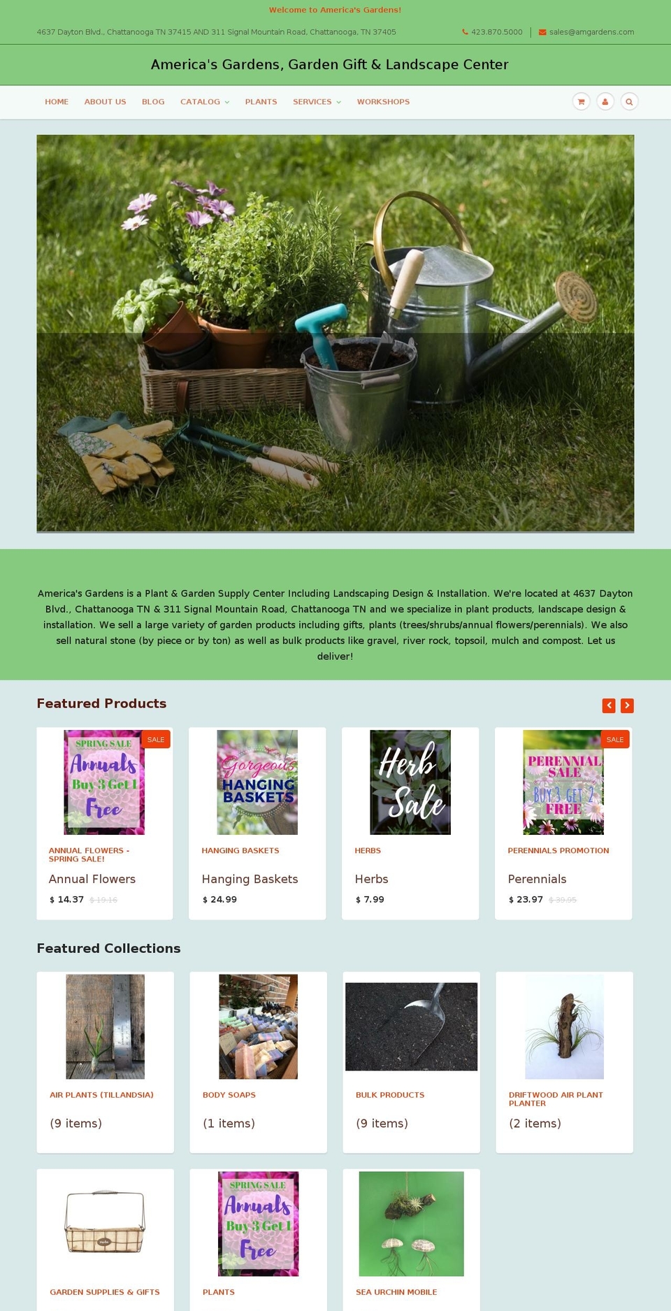 August Shopify theme site example amgardens.com