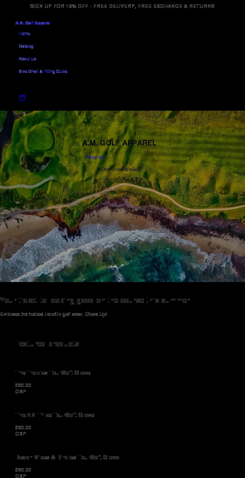 amgolfapparel.com shopify website screenshot