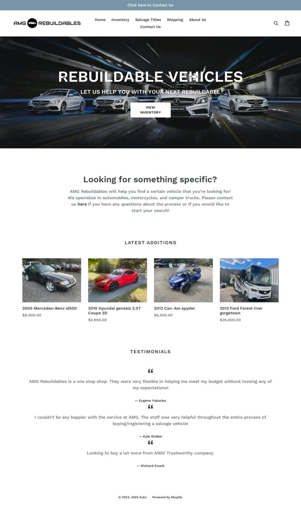 amgrebuildables.com — Shopify storefront screenshot
