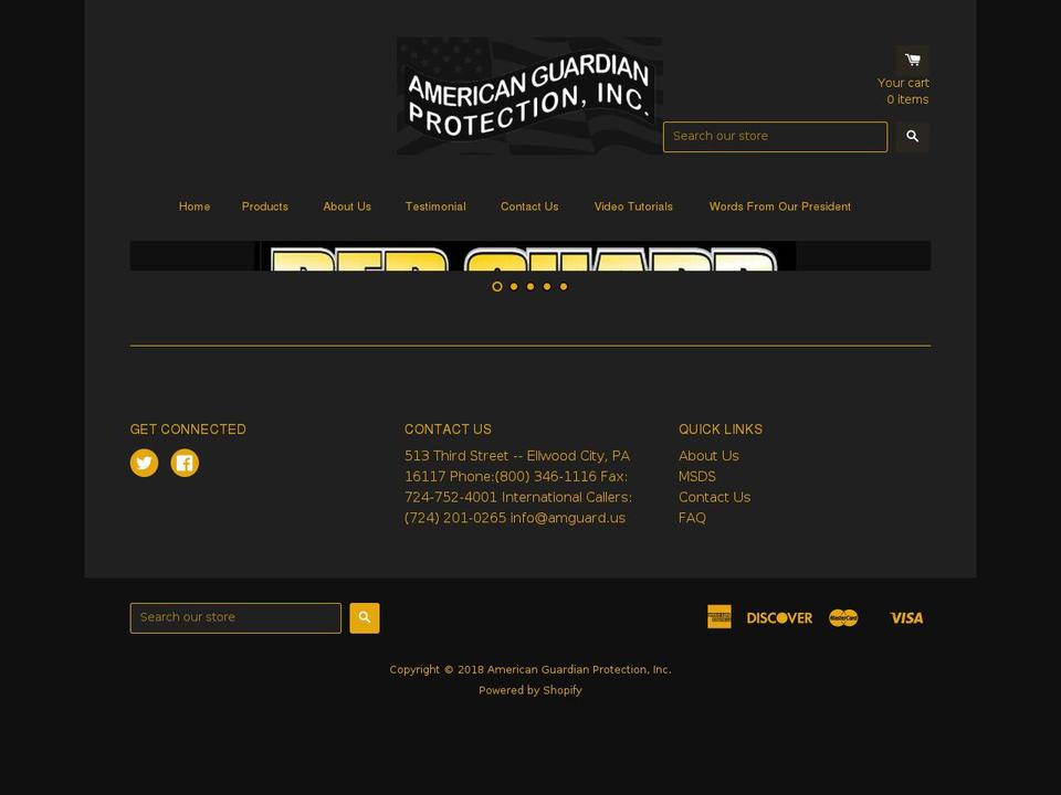 amguard.us shopify website screenshot