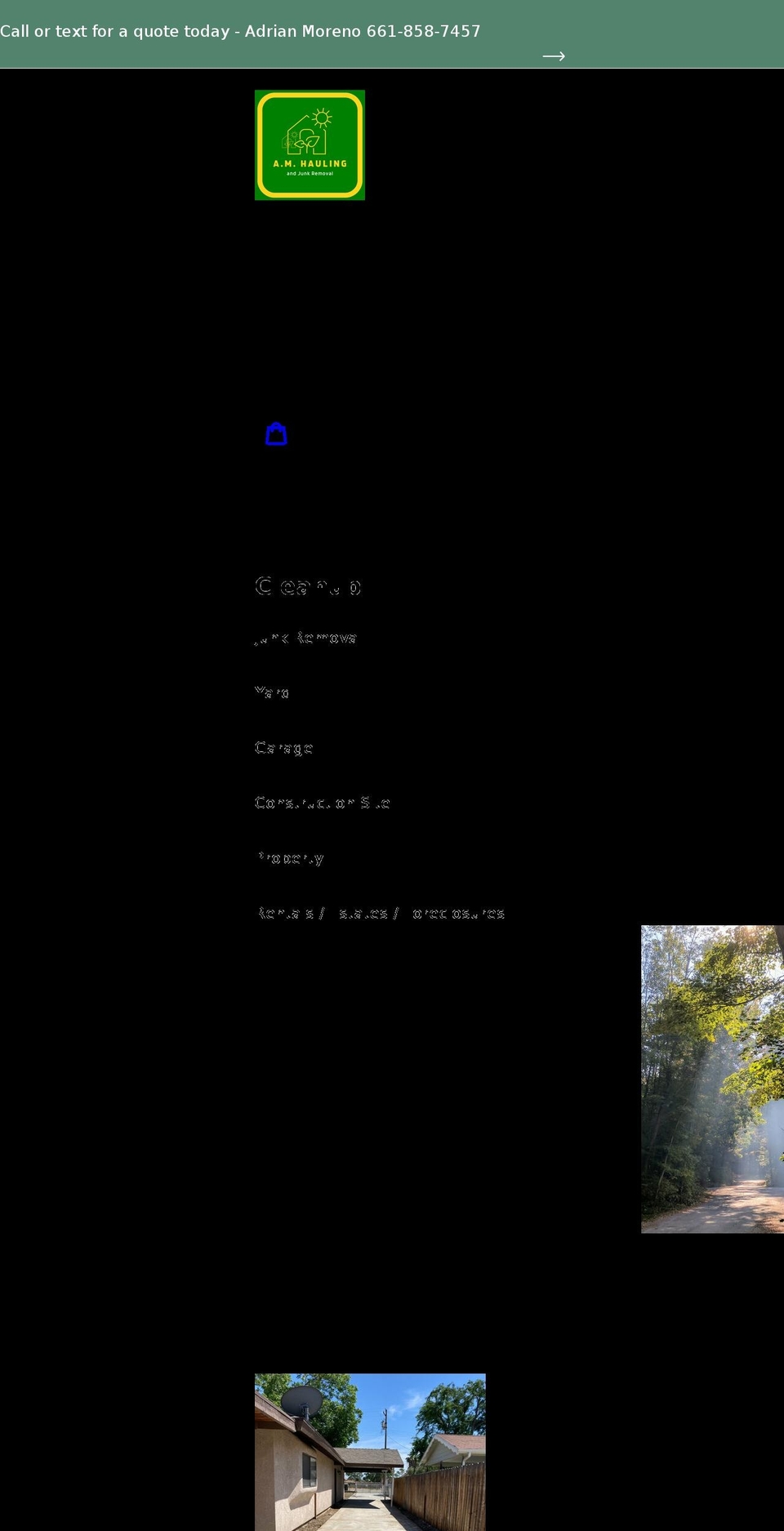 amhaulingandjunkremoval.com shopify website screenshot