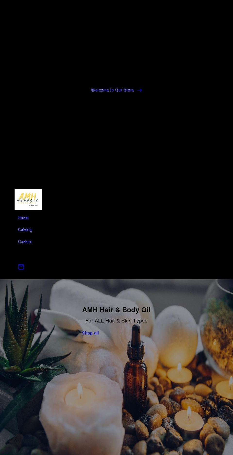 amhhairandbodyoil.com shopify website screenshot