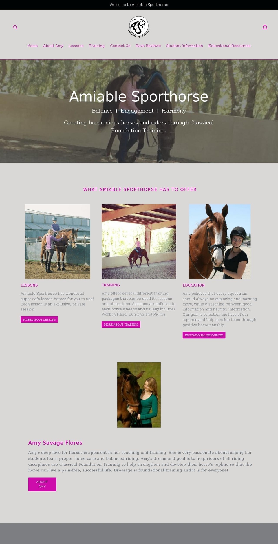 amiablesporthorse.com — Shopify storefront screenshot