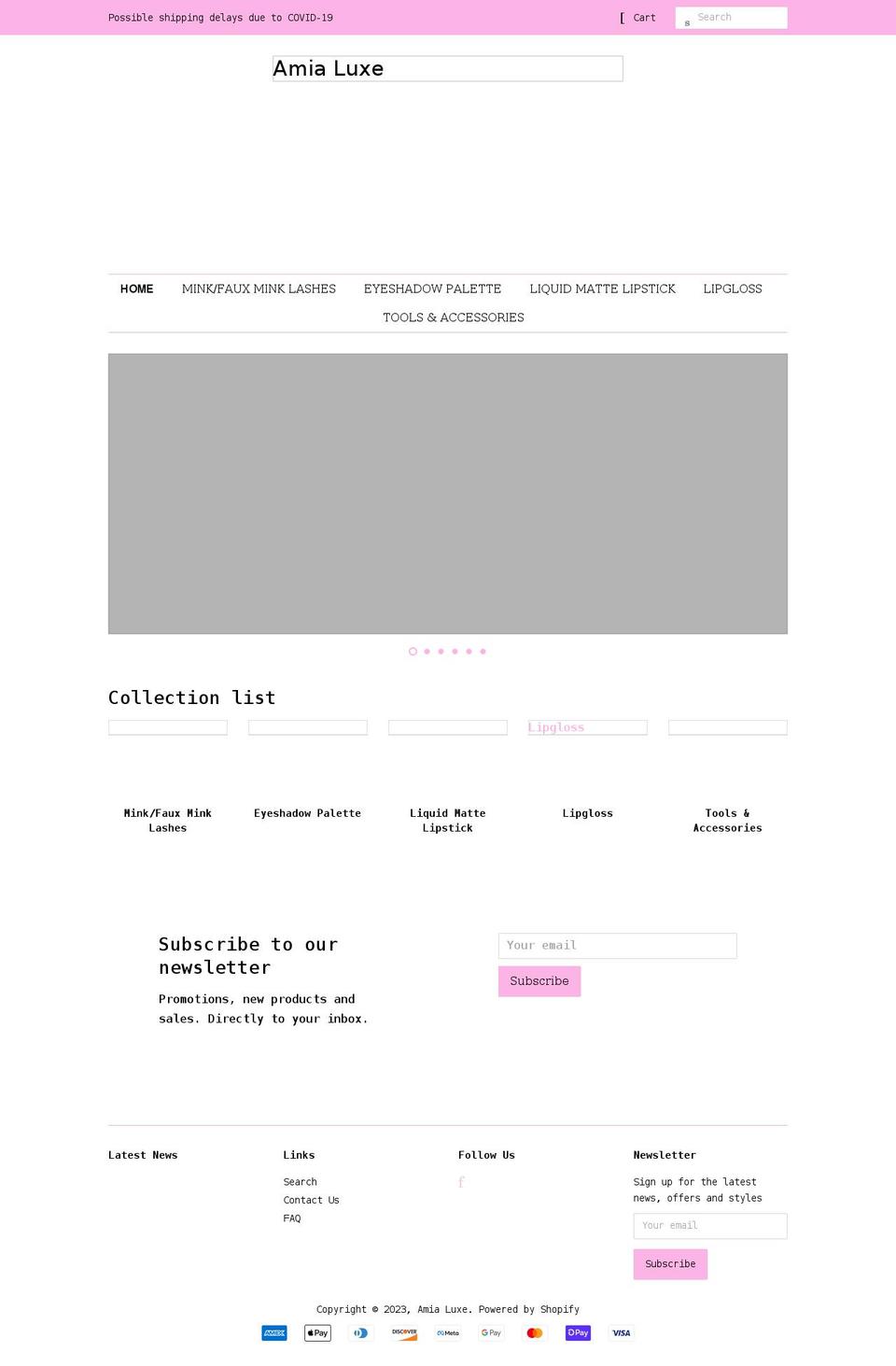 amialuxe.com shopify website screenshot