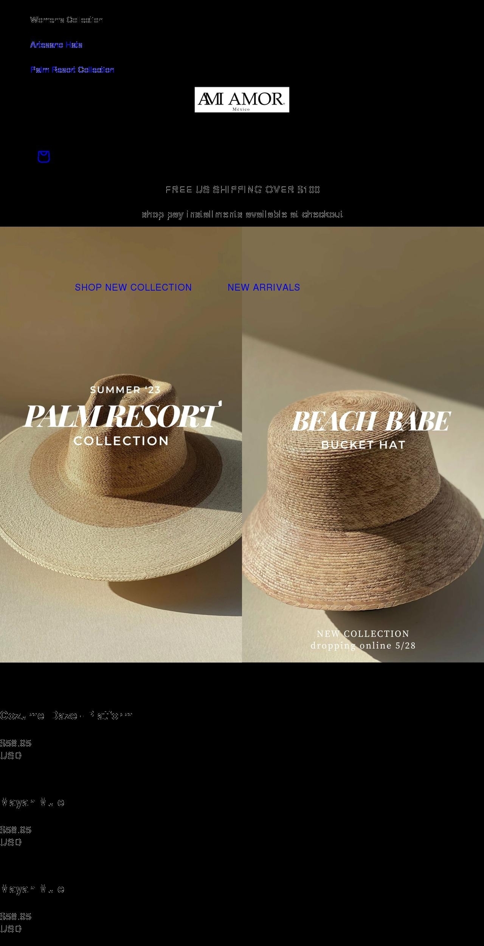 amiamorboutique.com shopify website screenshot