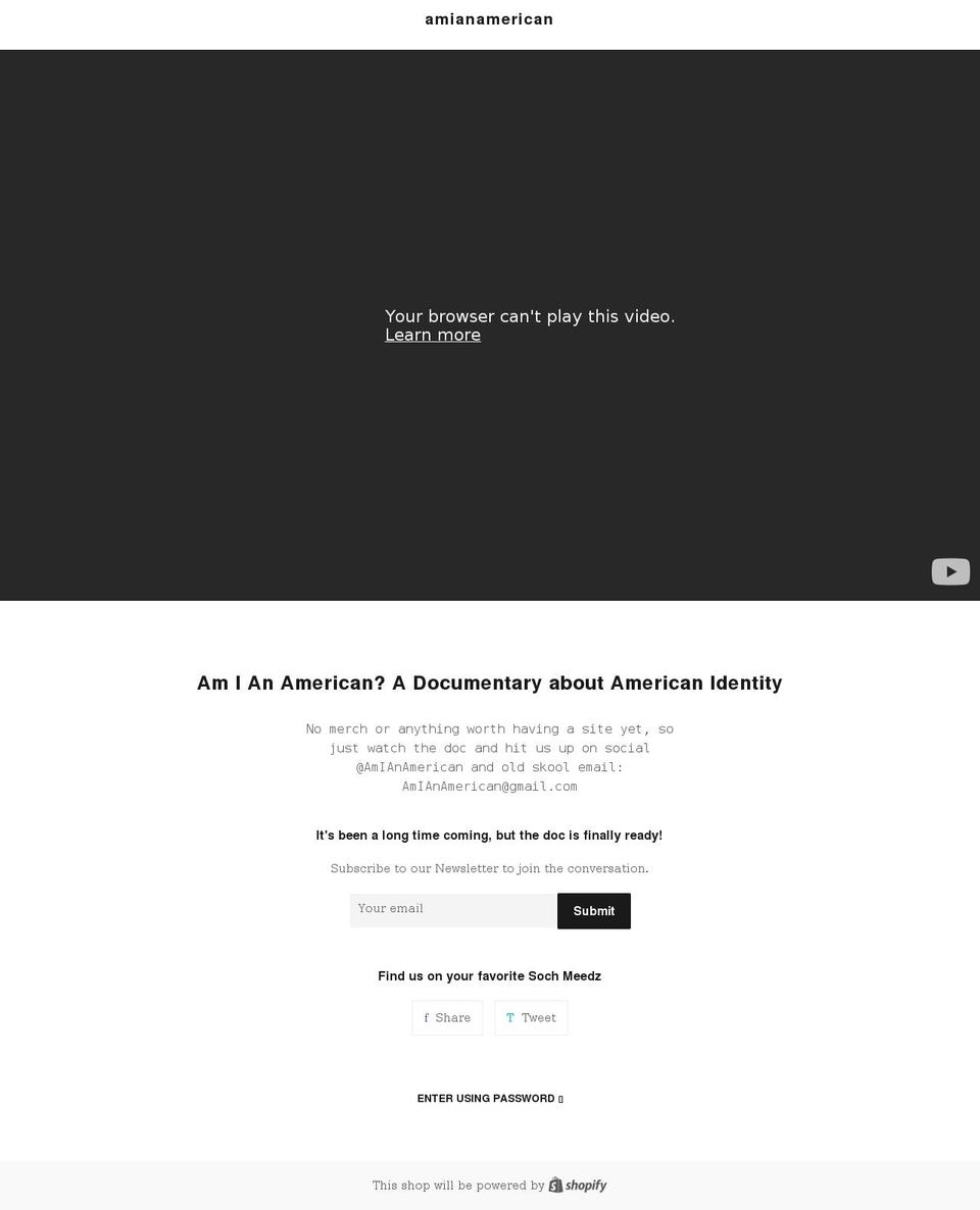 amianamerican.com shopify website screenshot