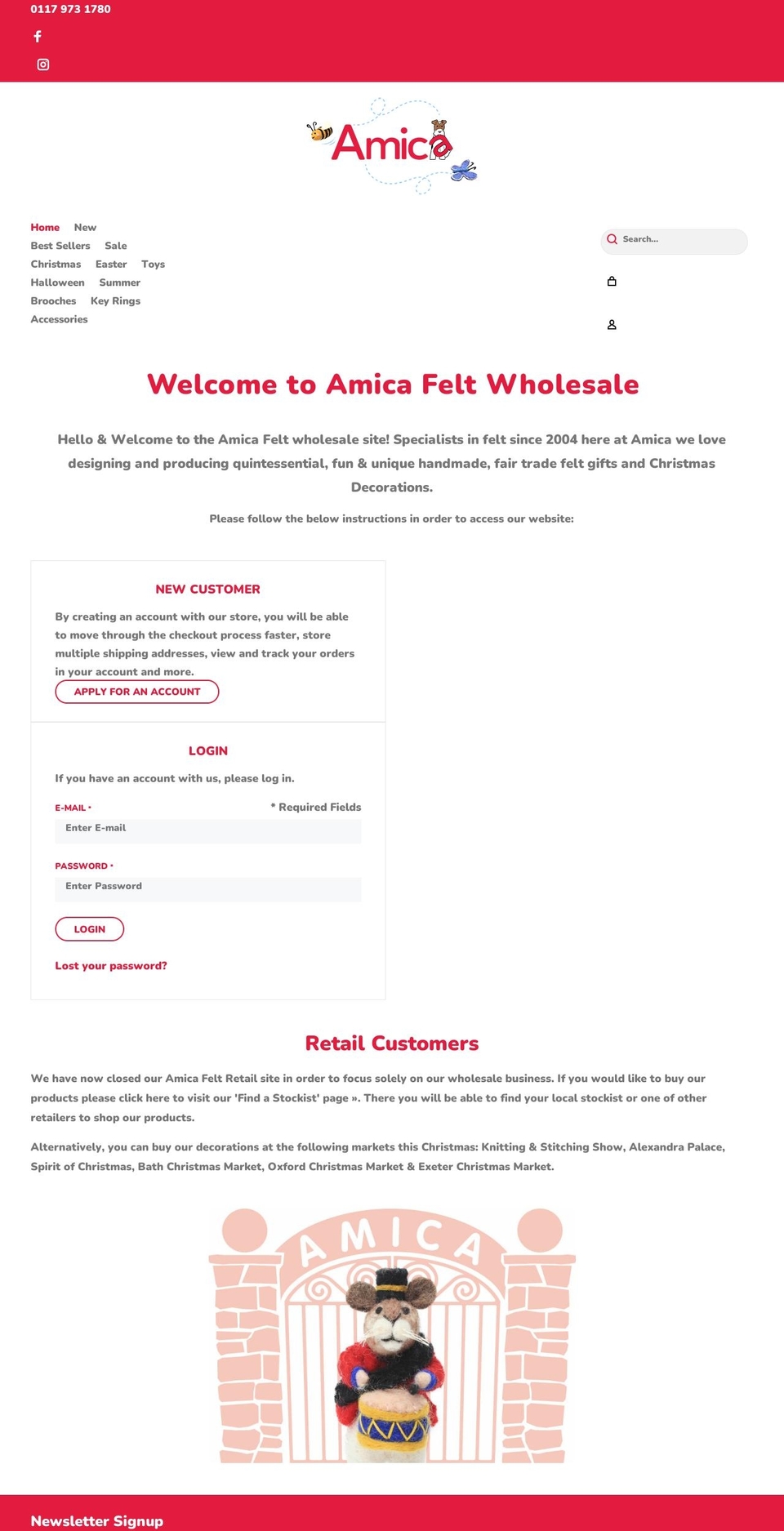amicafeltwholesale.com shopify website screenshot