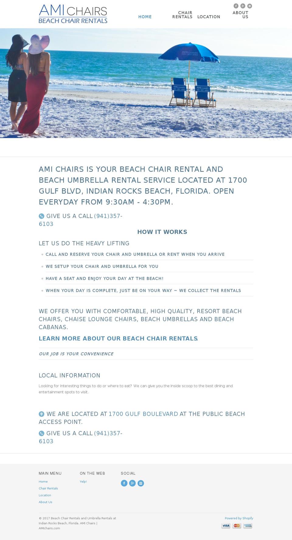 amichairs.com shopify website screenshot