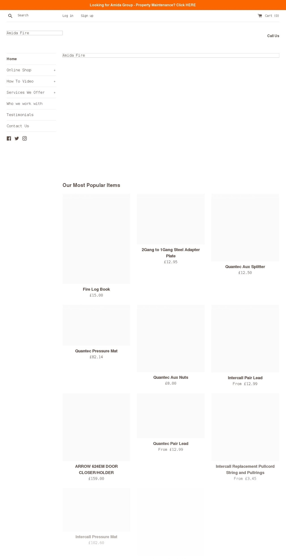 amidafire.com shopify website screenshot