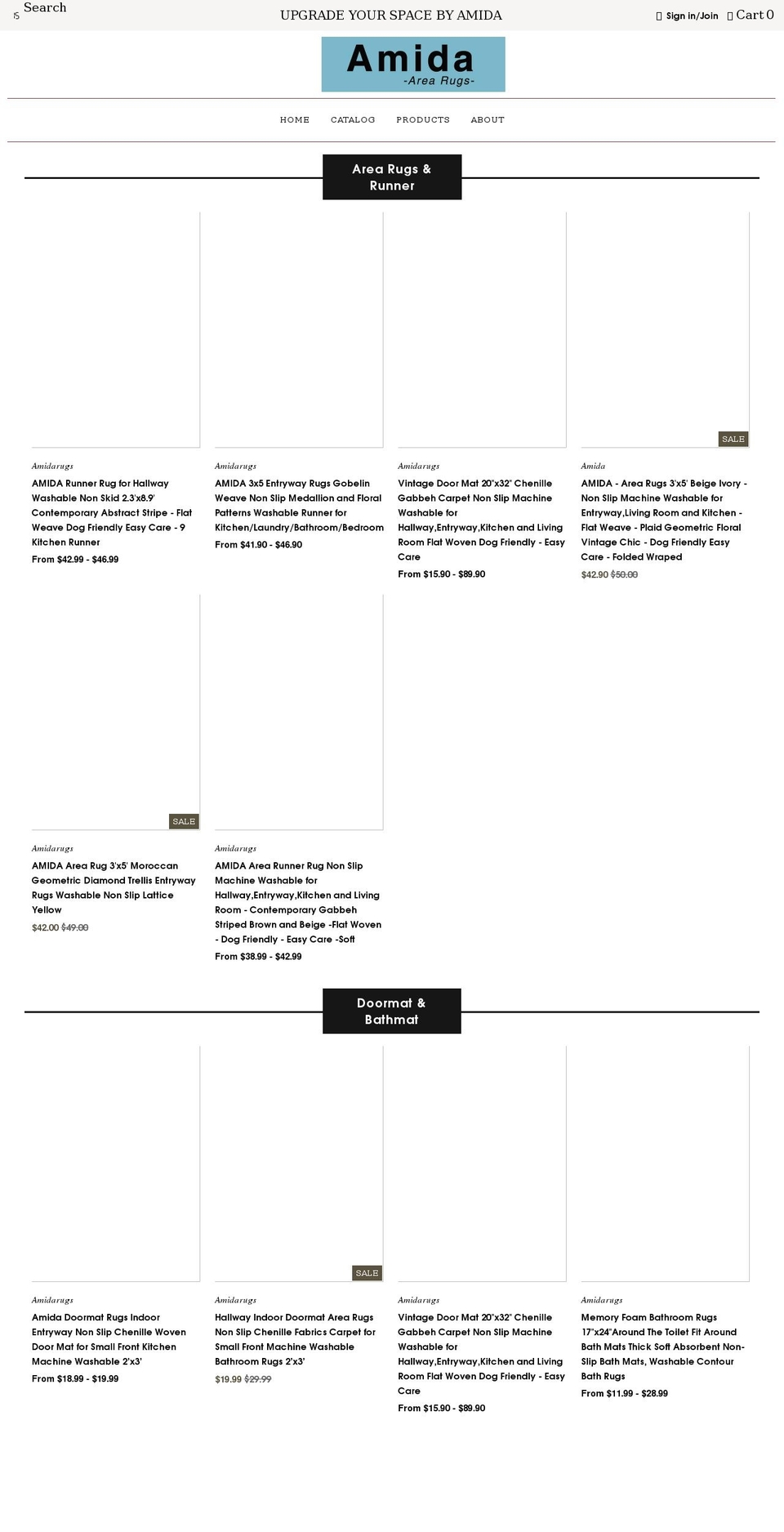 amidarug.com shopify website screenshot
