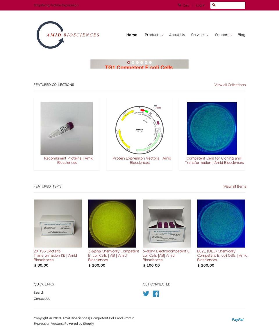 amidbiosciences.com shopify website screenshot