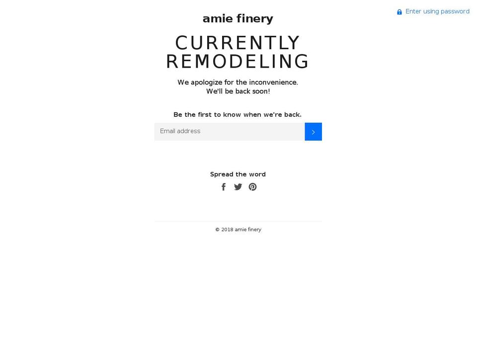 amiefinery.com shopify website screenshot