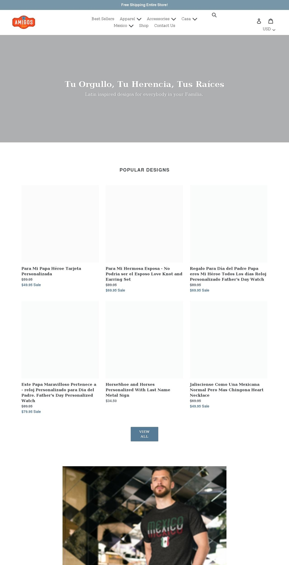amigostees.com shopify website screenshot