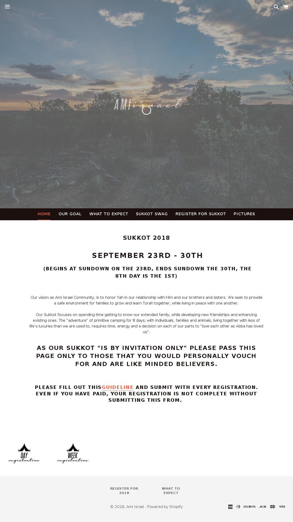 amiisraelsukkot.com shopify website screenshot