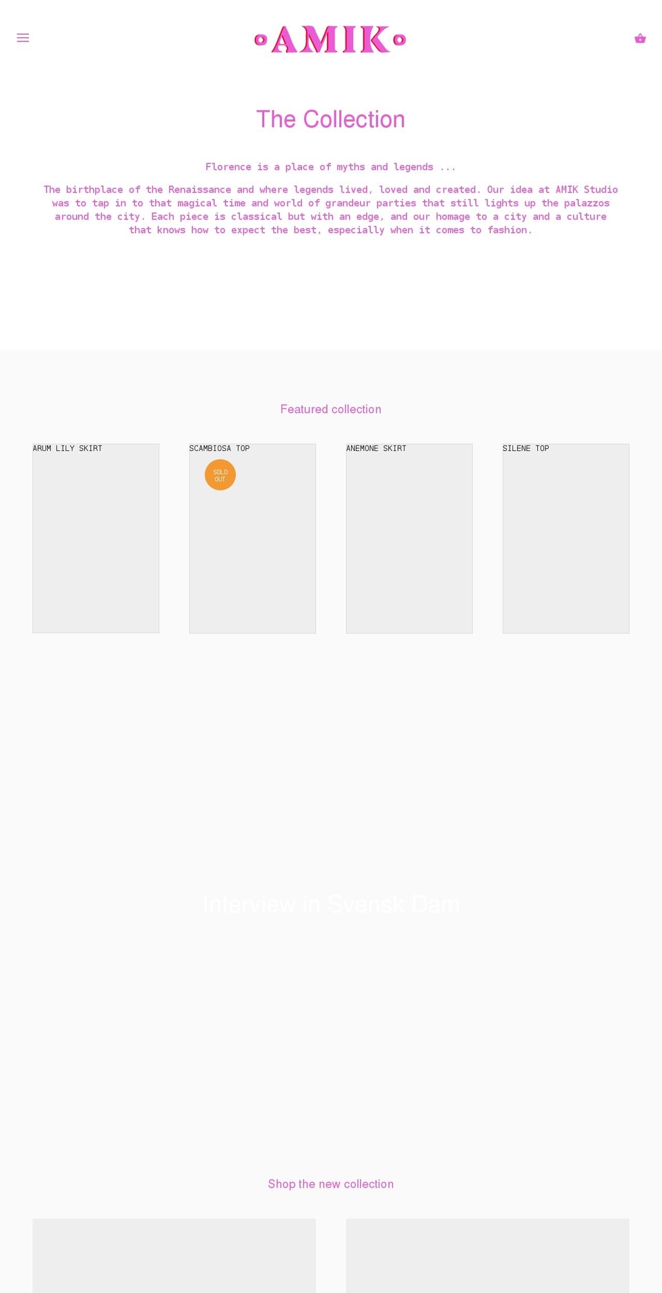 amikstudio.com shopify website screenshot