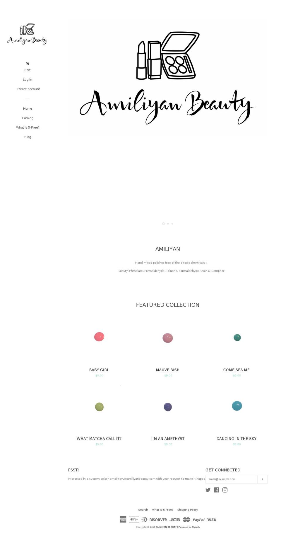 amiliyanbeauty.com — Shopify storefront screenshot
