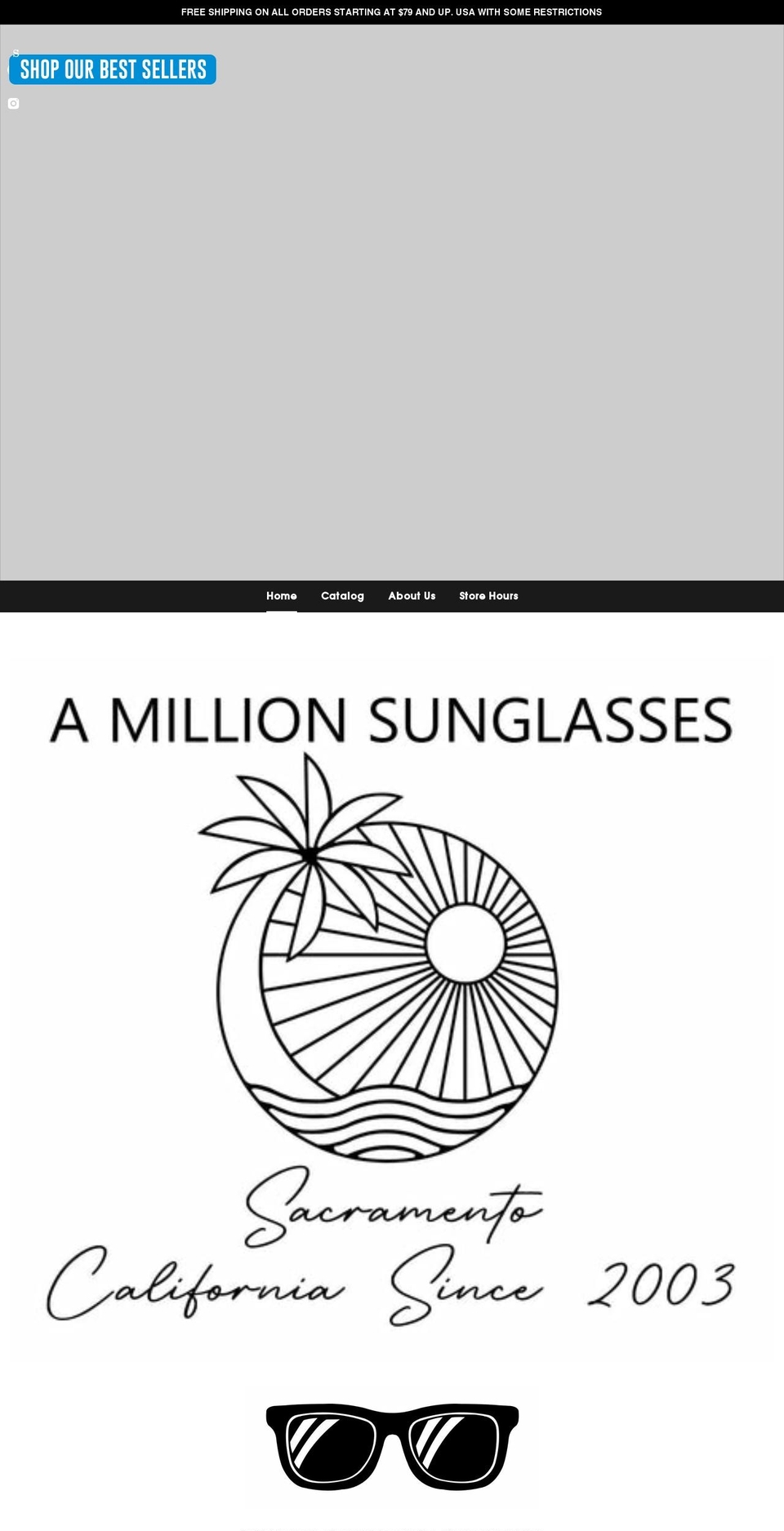 amillionsunglasses.com shopify website screenshot