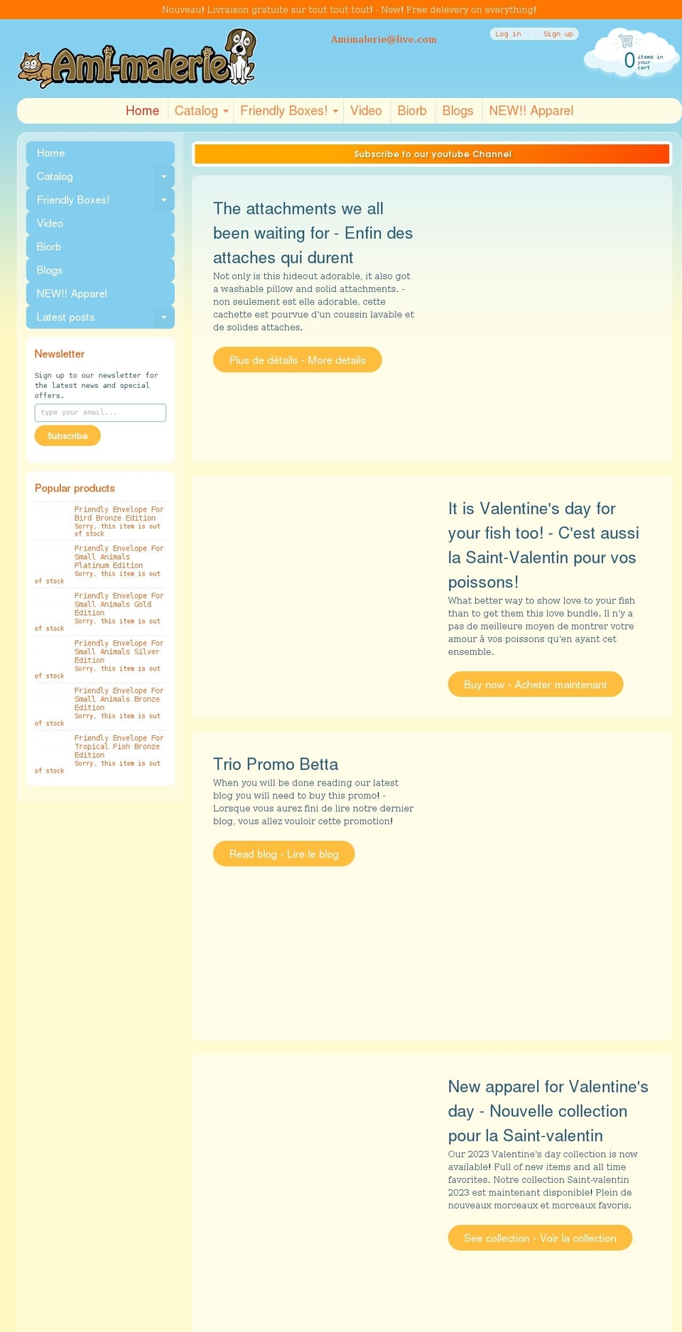 amimalerie.com shopify website screenshot