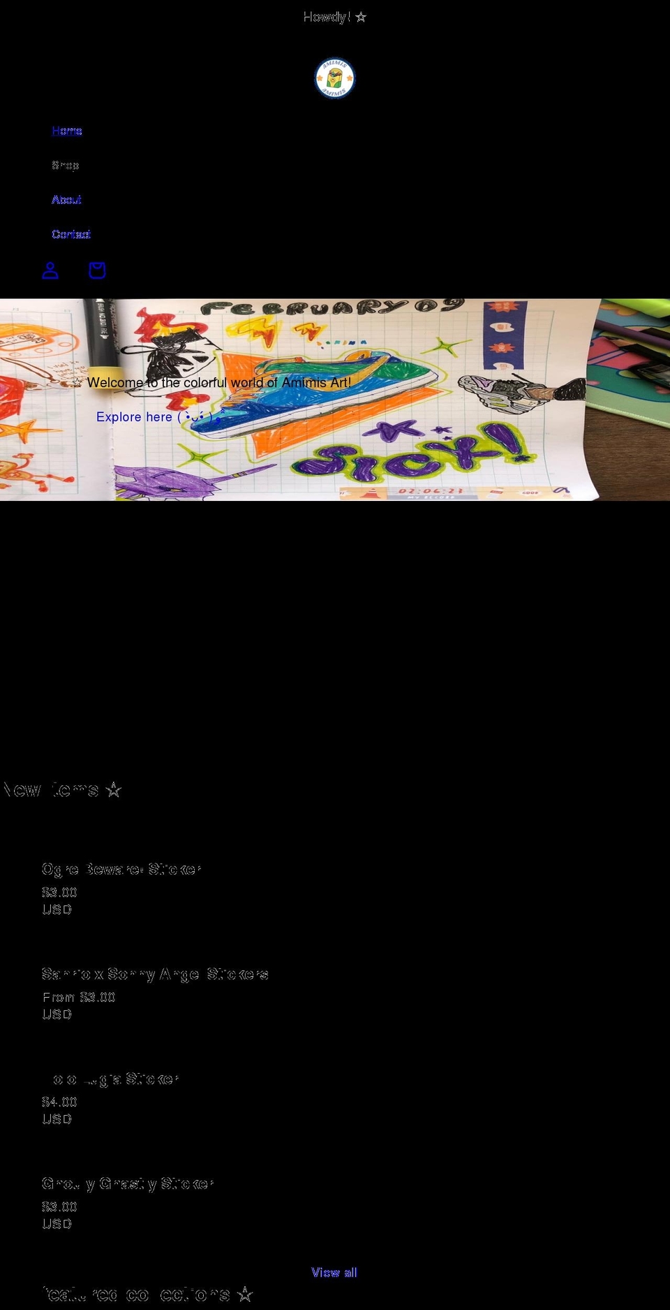 amimisart.com shopify website screenshot