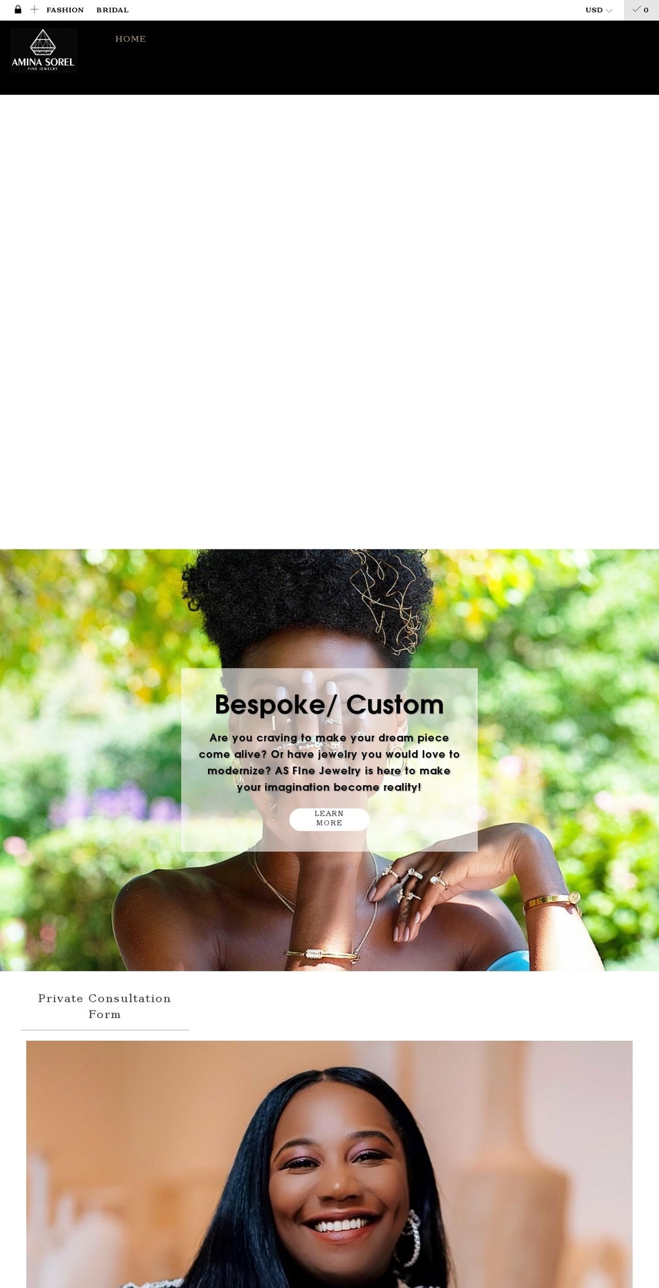 aminasorel.com shopify website screenshot