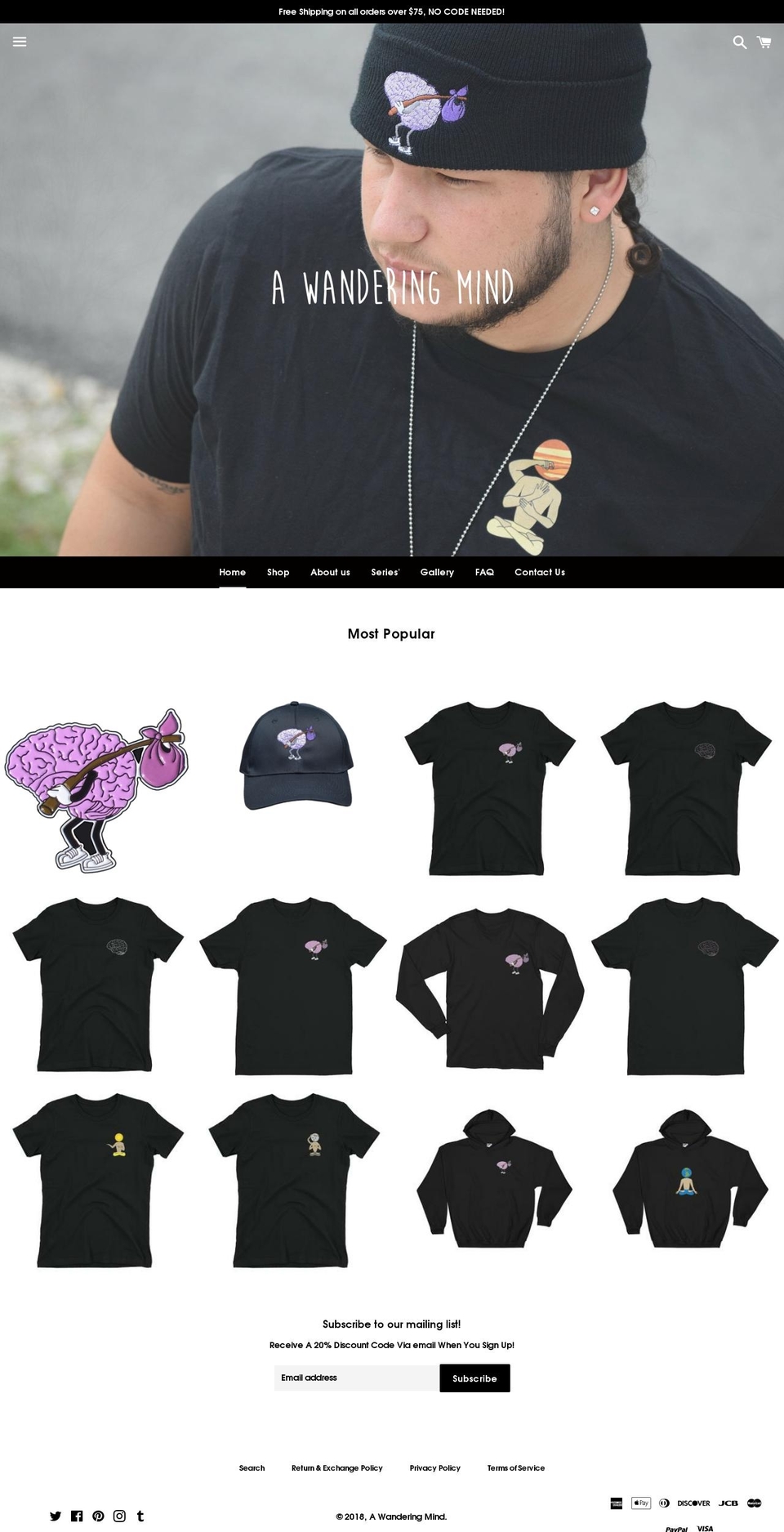 amindthatwanders.com shopify website screenshot
