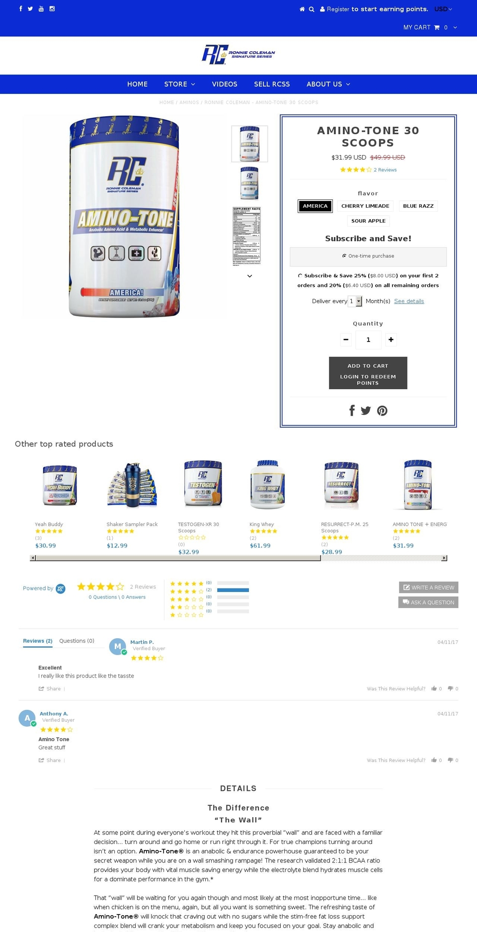 amino-tone.com shopify website screenshot