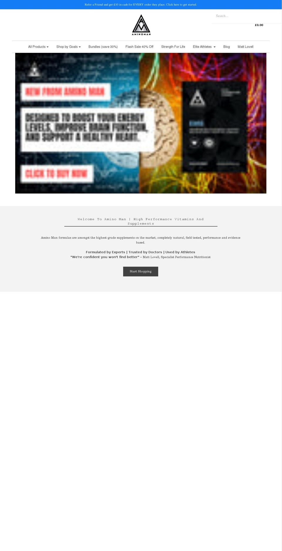 aminoman.com shopify website screenshot