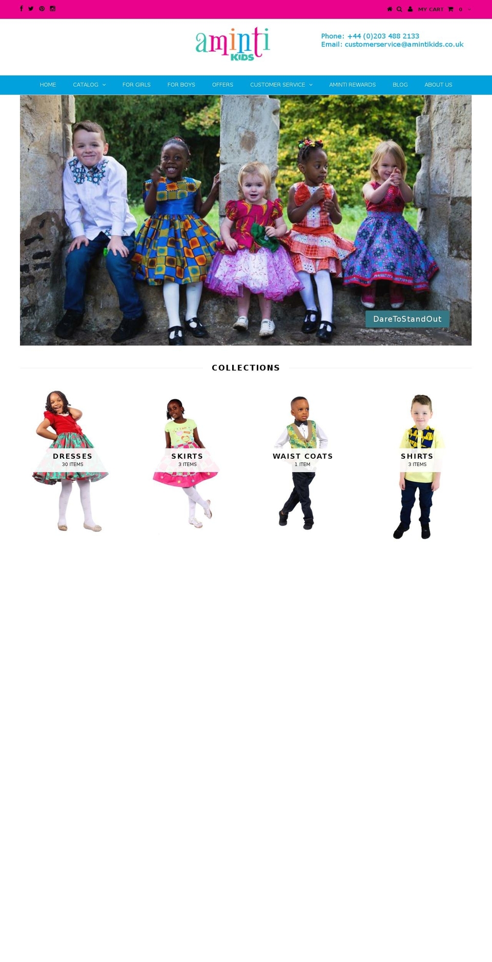 amintikids.co.uk shopify website screenshot