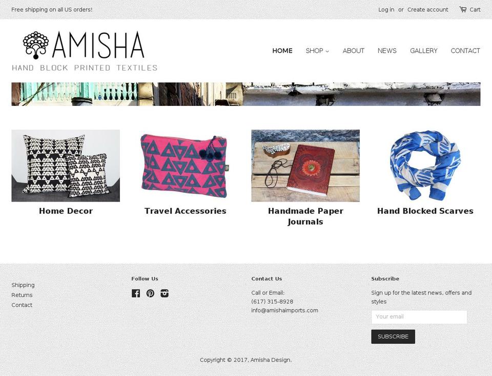 amishaimports.com shopify website screenshot