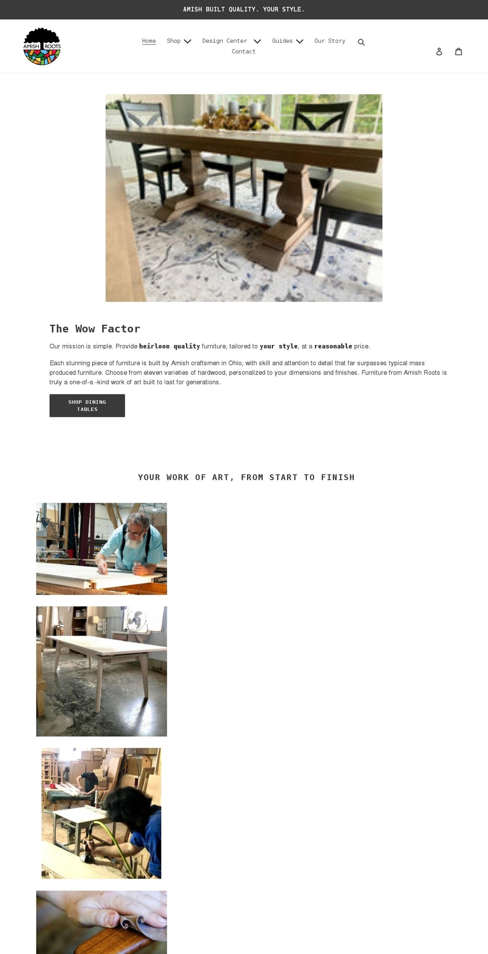 amishrootsfurniture.com shopify website screenshot