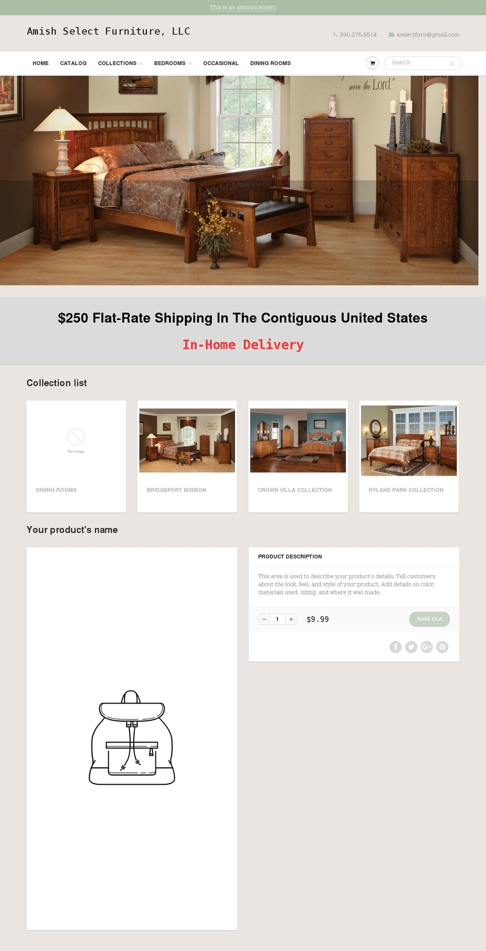 amishselectfurniture.com shopify website screenshot