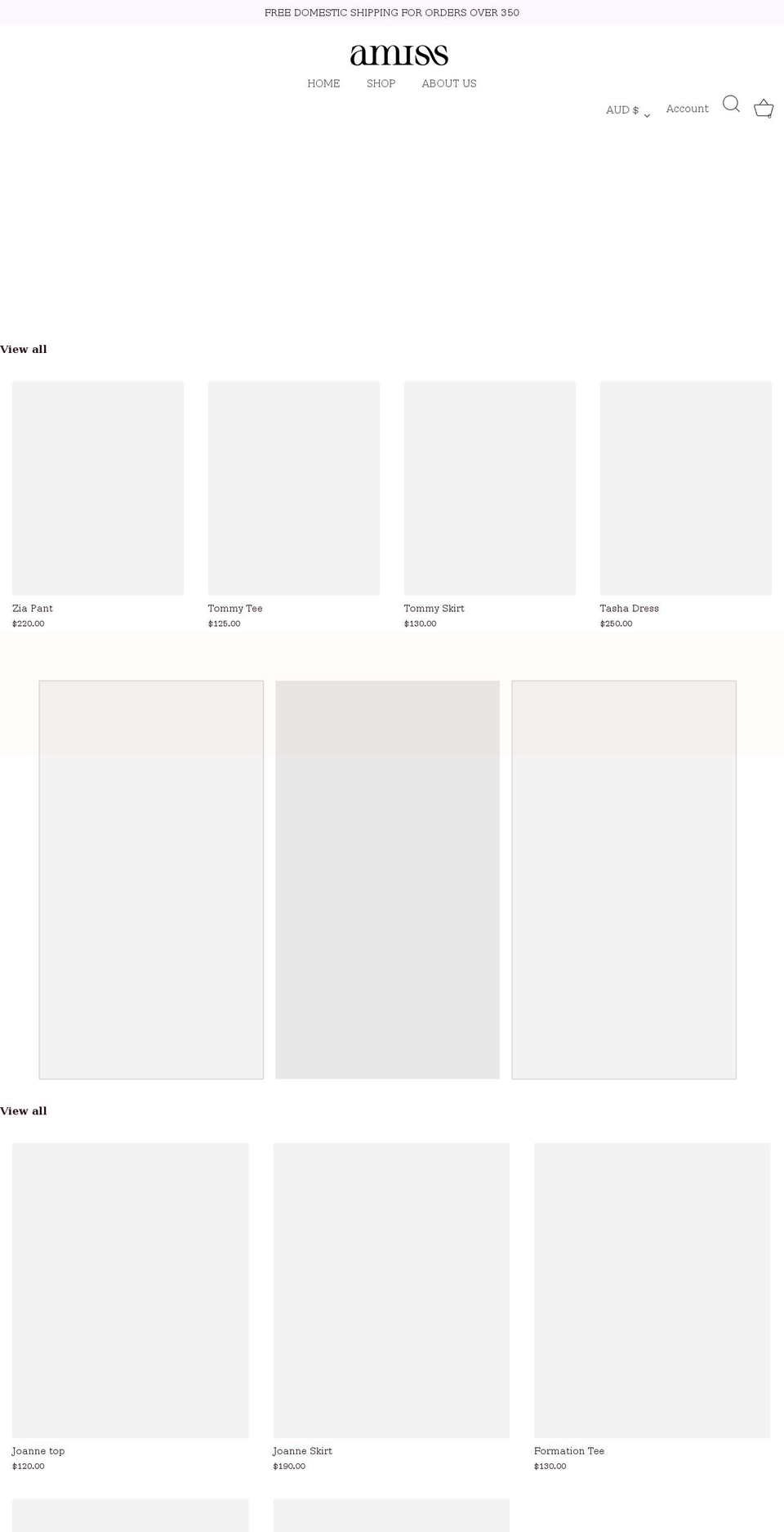 amissthelabel.com shopify website screenshot