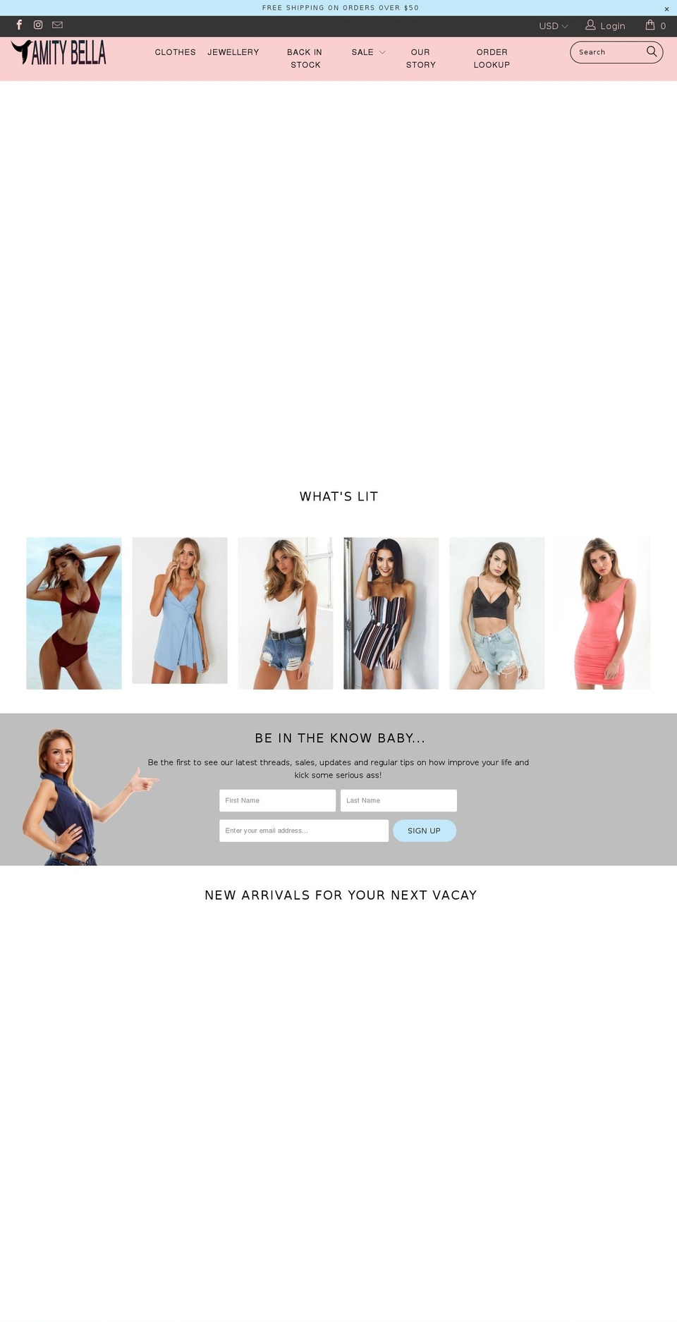 amitybella.com — Shopify storefront screenshot