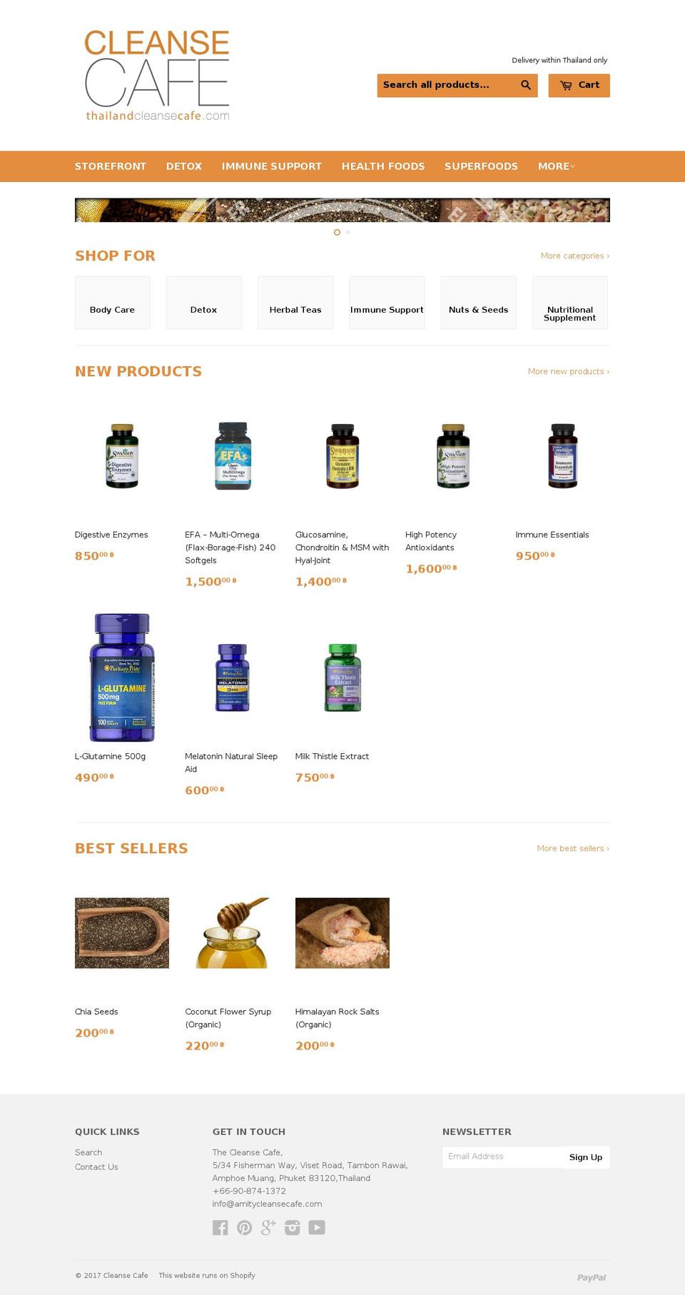 amitycleansecafe.com shopify website screenshot