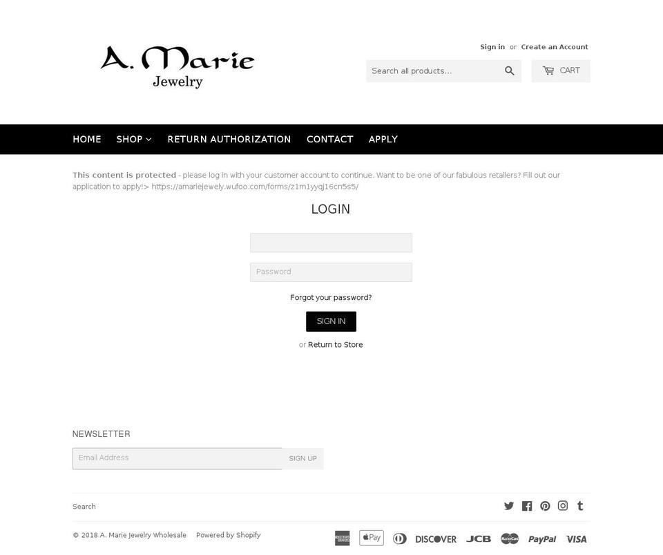amjwholesale.com shopify website screenshot