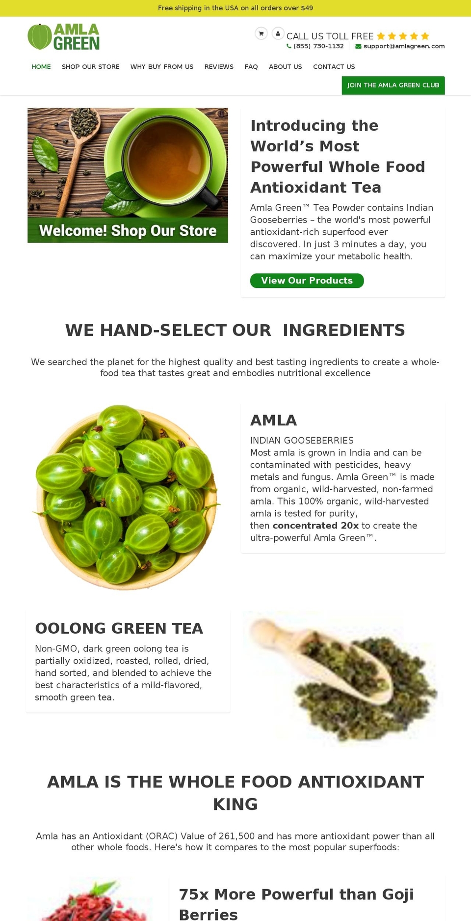 amlagreen.com shopify website screenshot